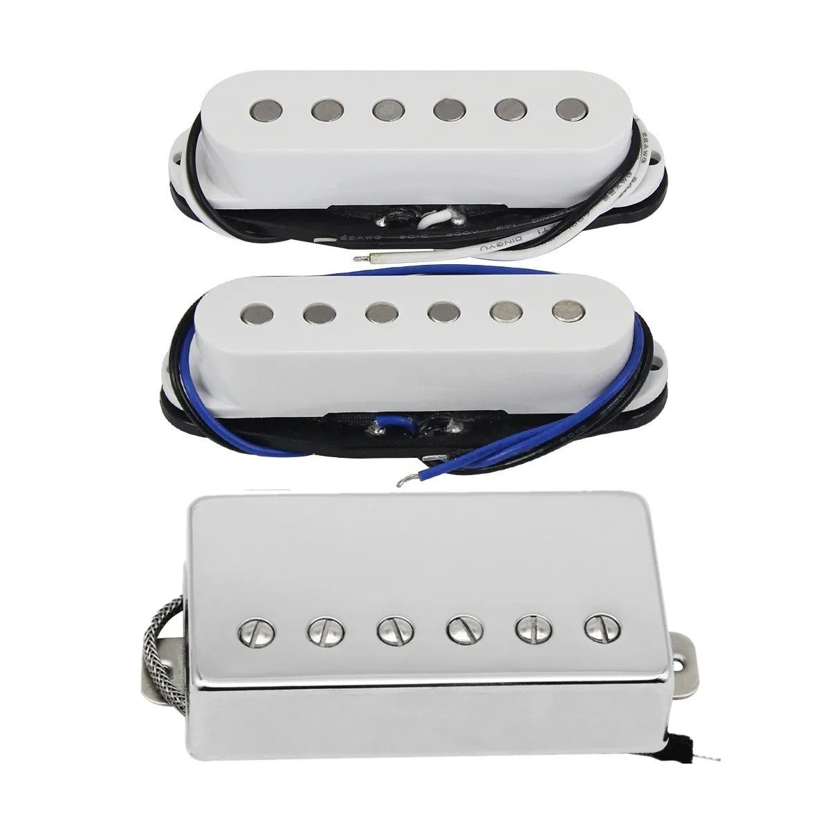 White Alnico 5 Guitar HSS Single Coil Humbucker Pickups Fit Ibanez,Fen