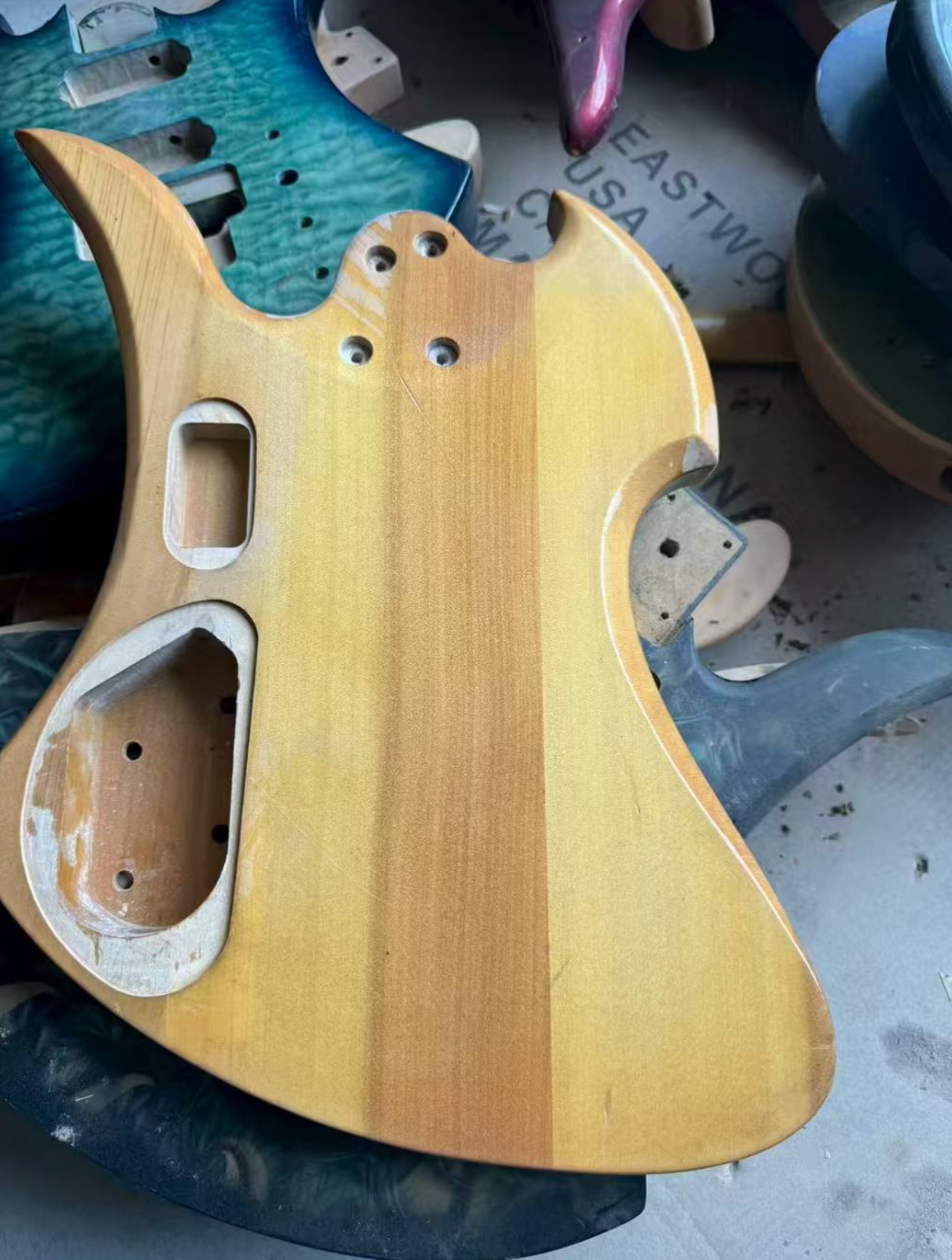 Red Quilted Maple Top 4 String Electric Bass Body