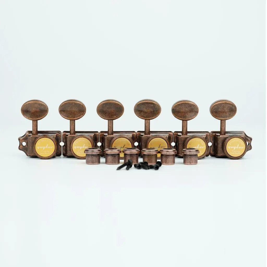 6R Inline Vintage Lock Bronze Guitar Tuning Pegs Keys Fit Strat Tele
