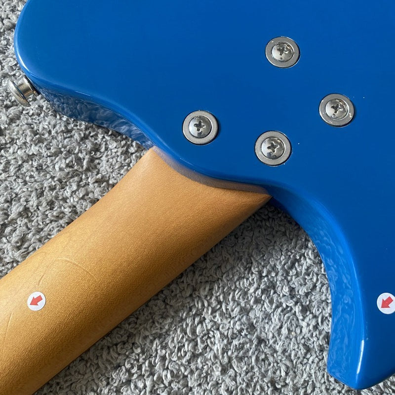 Blue Mini Electric Guitar, Solid Basswood Body, Maple Neck, Rosewood F