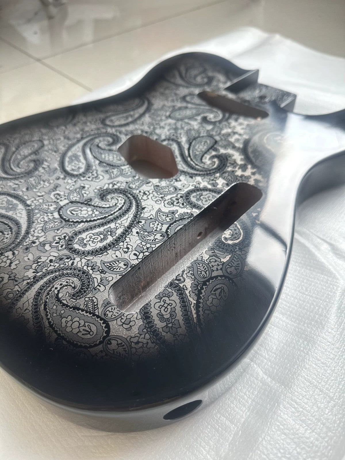 Black Custom Amoeba Finish Guitar Mahogany Body Fit Telecaster Tele