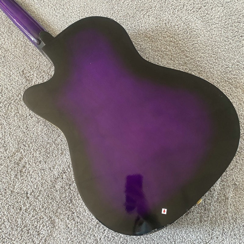 Purple Burst 38 Inch Folk Acoustic Guitar, Basswood Body, Mahogany Nec