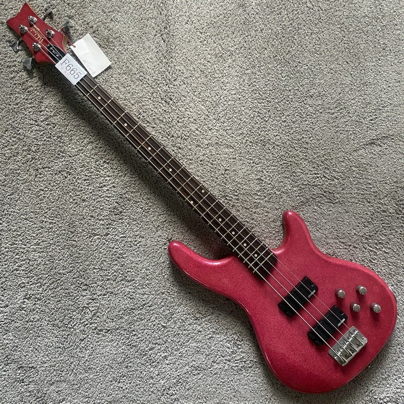 Metallic Sparkling Pink 4 String Electric Bass, Maple Neck, 22 Frets F