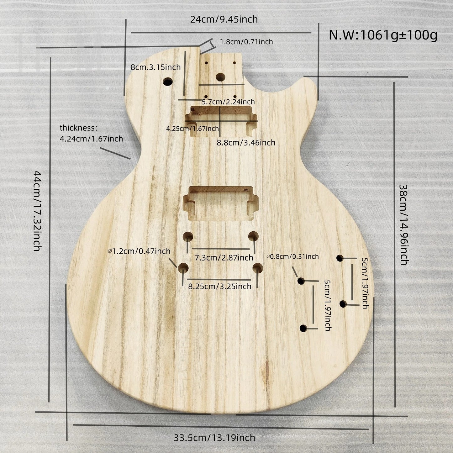 Paulownia Wood Unfinished Single Cut Guitar Body Fit LP Les Paul