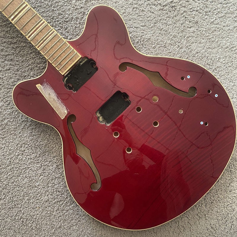Red Glossy Semi Hollow Jazz Guitar Body Mahogany Neck, 22 Frets Finger