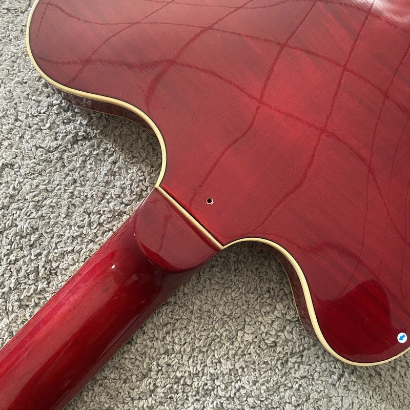Red Glossy Semi Hollow Jazz Guitar Body Mahogany Neck, 22 Frets Finger