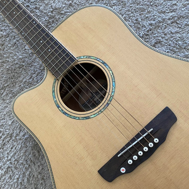 Left Handed Folk Acoustic Guitar, Spruce Body, Mahogany Neck, 22 Frets