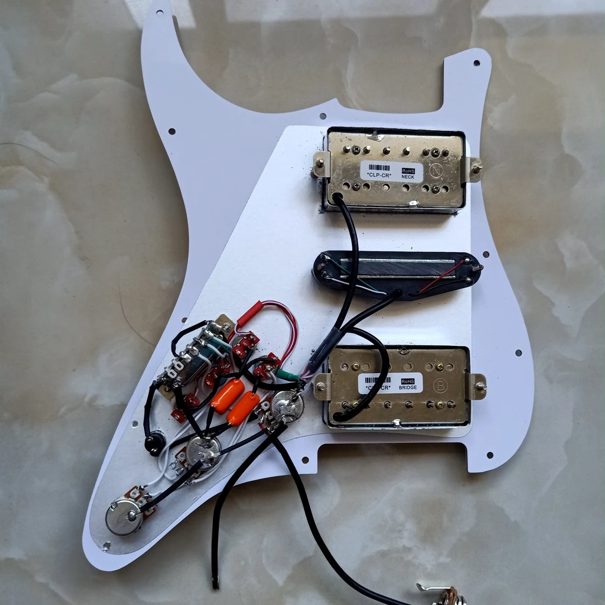 Upgraded HSH US Pickguard White Humbucker Alnico Pickups 7 Way Switch Multifunction Welding Harness 1 Set Guitar Parts For Stratocaster Strat
