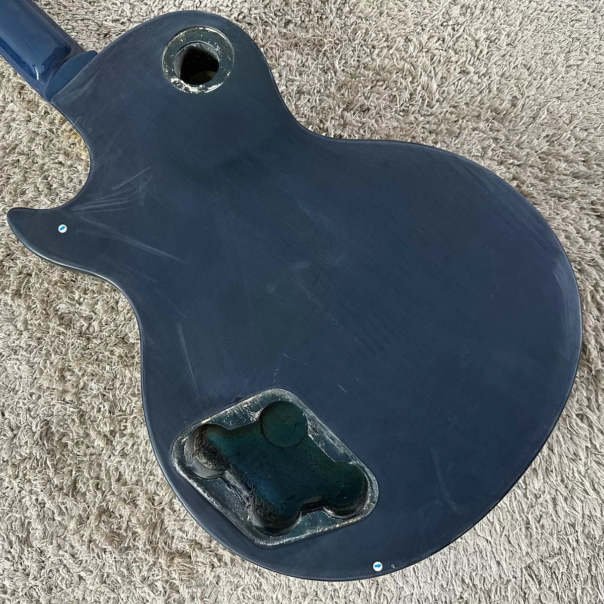 Factory stock: LP model electric guitar (half-finished), maple wood, tiger stripe, blue gradient, DIY, no accessories, 22 pieces.