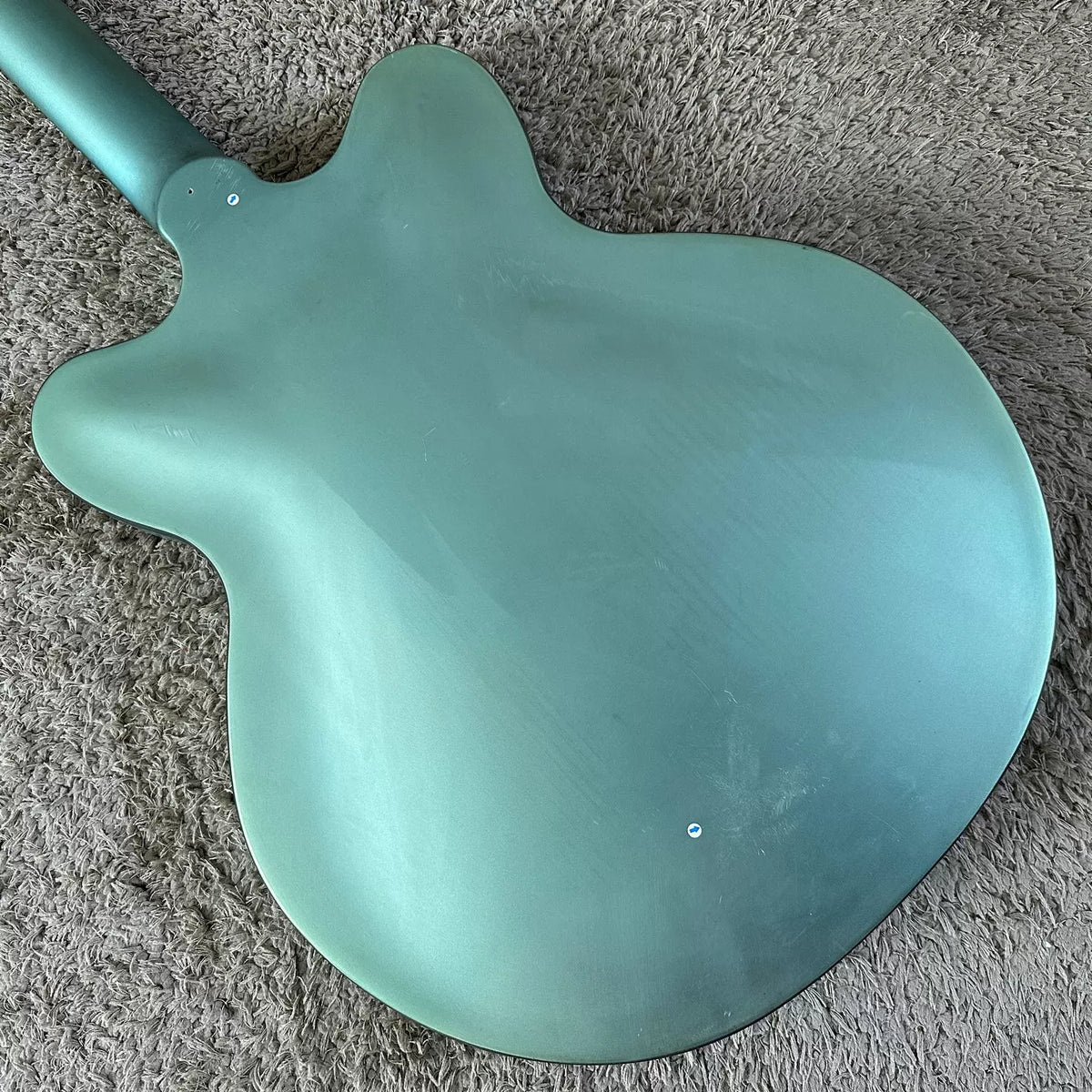 Ultra-thin Semi-hollow Jazz Electric Guitar, Semi-finished Product, Metallic Green, F-hole, Minor Imperfections
