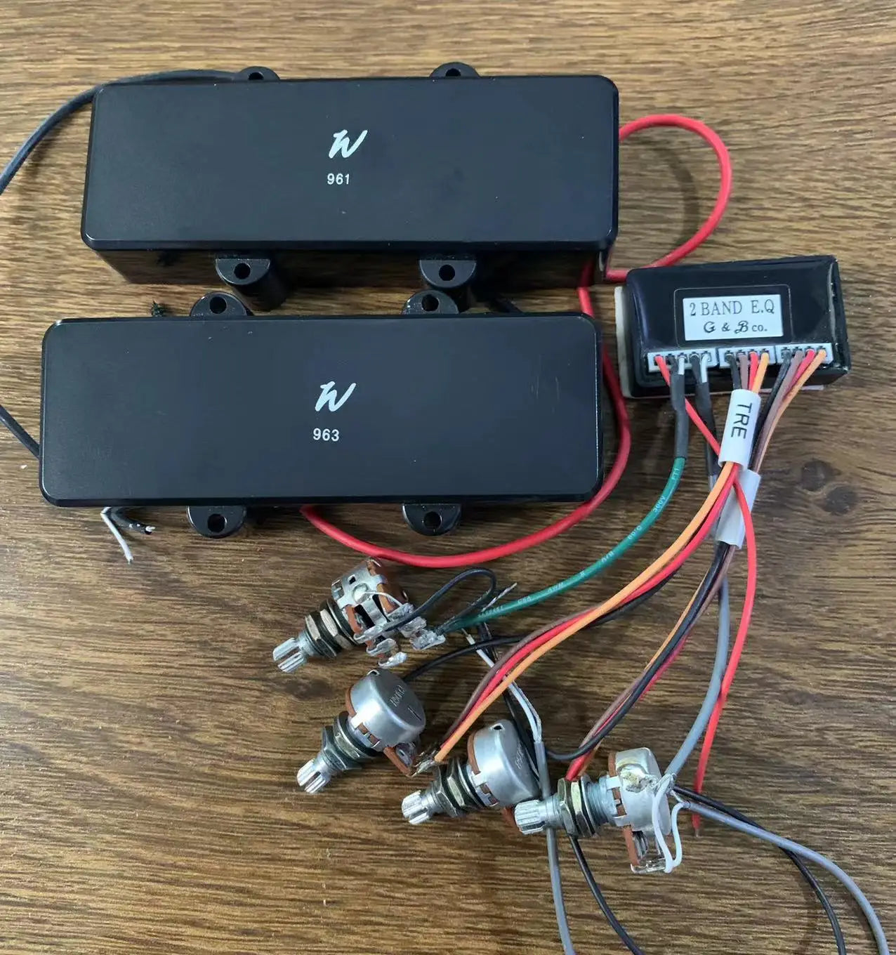 Washbun 6 String Active Bass Soapbar Pickups with Wiring Harness Kit