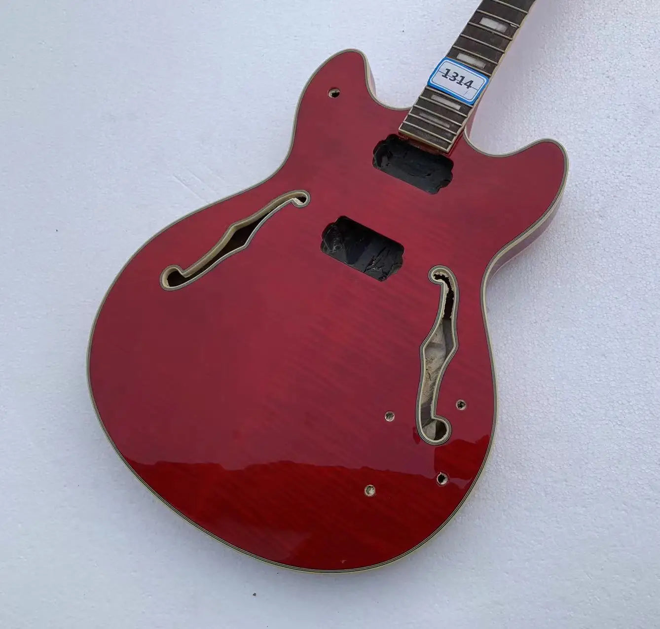 DIY Project Red Guitar Semi Hollow Jazz Body with Maple Neck, Rosewood Fingerboard