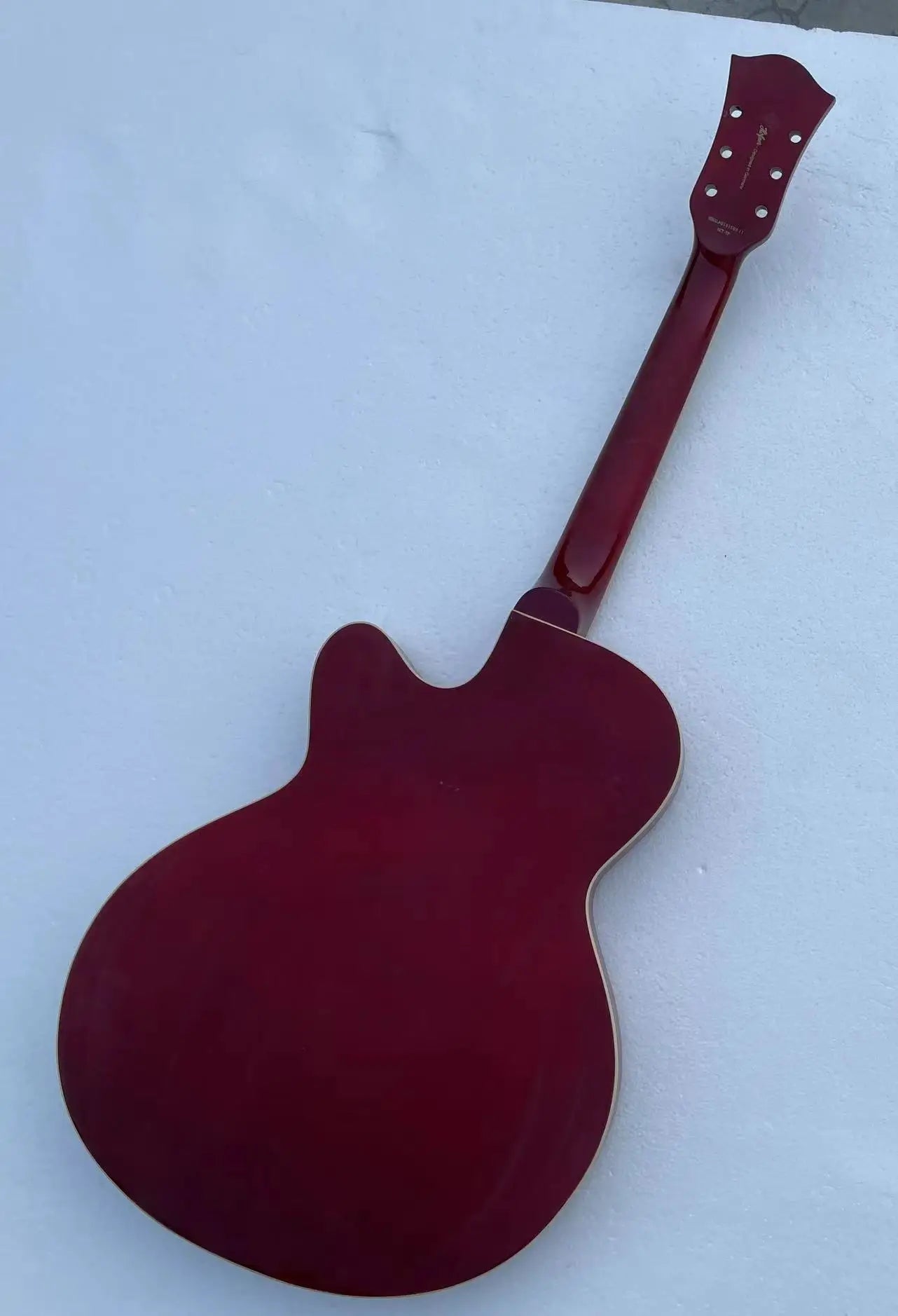 Red 6 String Hollow Jazz Guitar Body with Maple Neck DIY Project