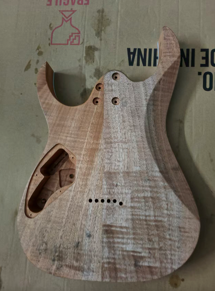Custom Blue Mahogany HH Guitar Body, Quilted Maple Top DIY Project
