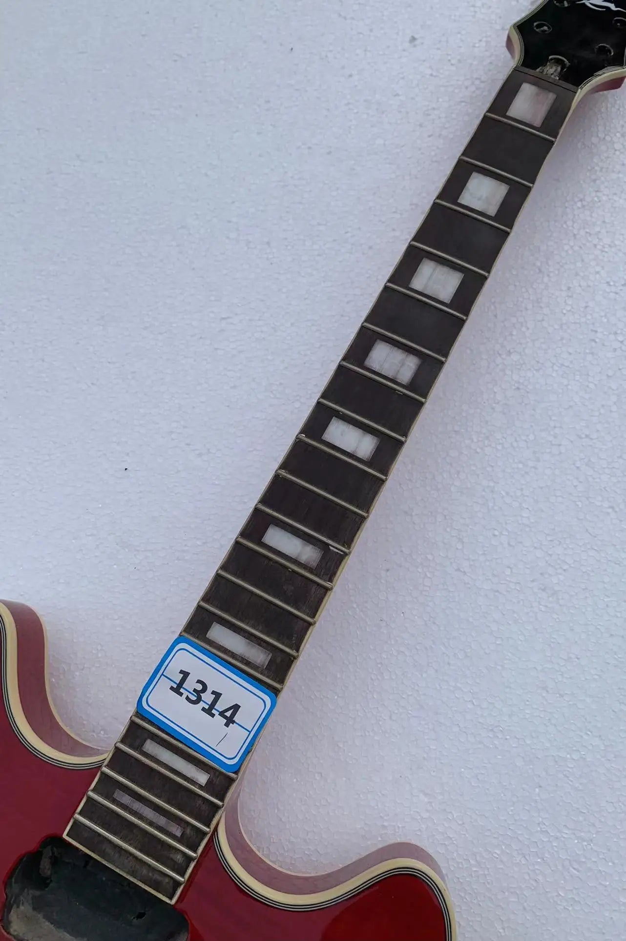 DIY Project Red Guitar Semi Hollow Jazz Body with Maple Neck, Rosewood Fingerboard