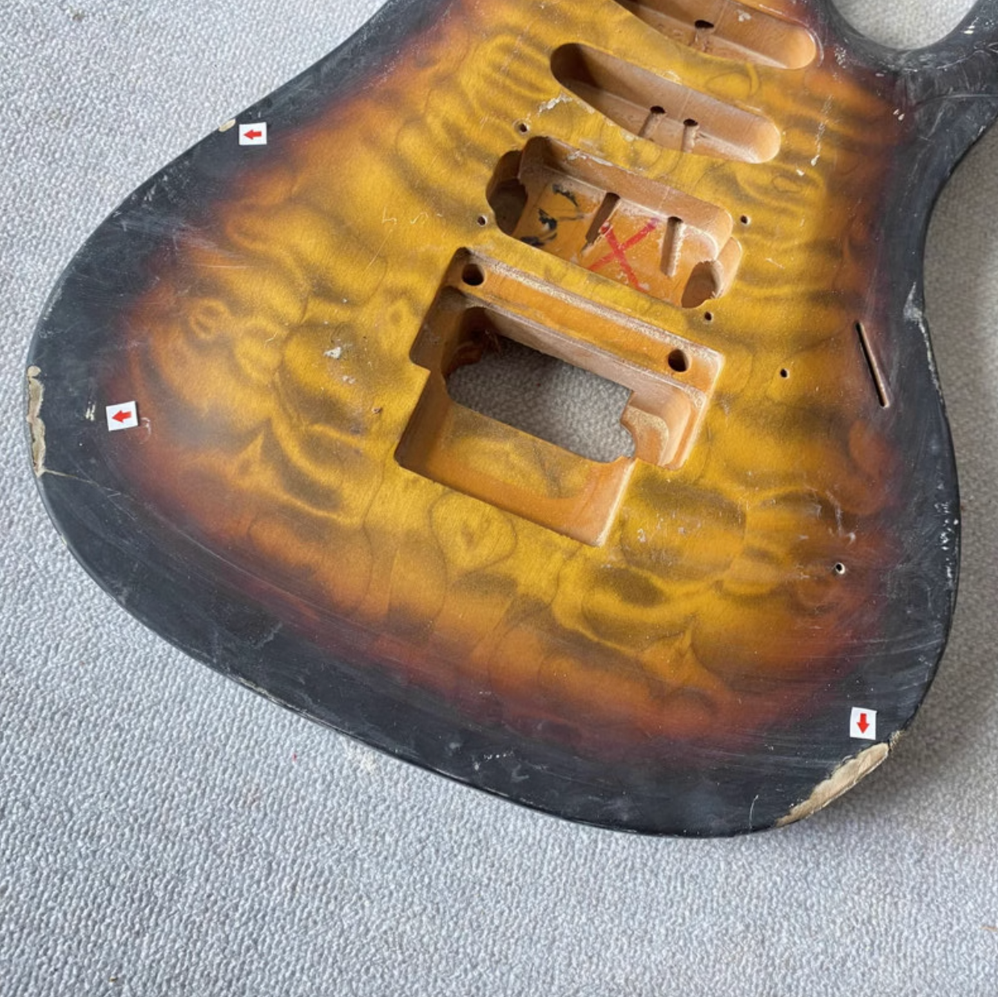 HSS Tobacco Burst Alder Wood Guitar Body Quilted Maple Top DIY Project