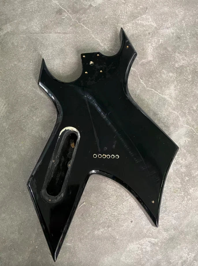 Red and Black Guitar Single Humbucker Body, String Through Bridge Fit Warlock