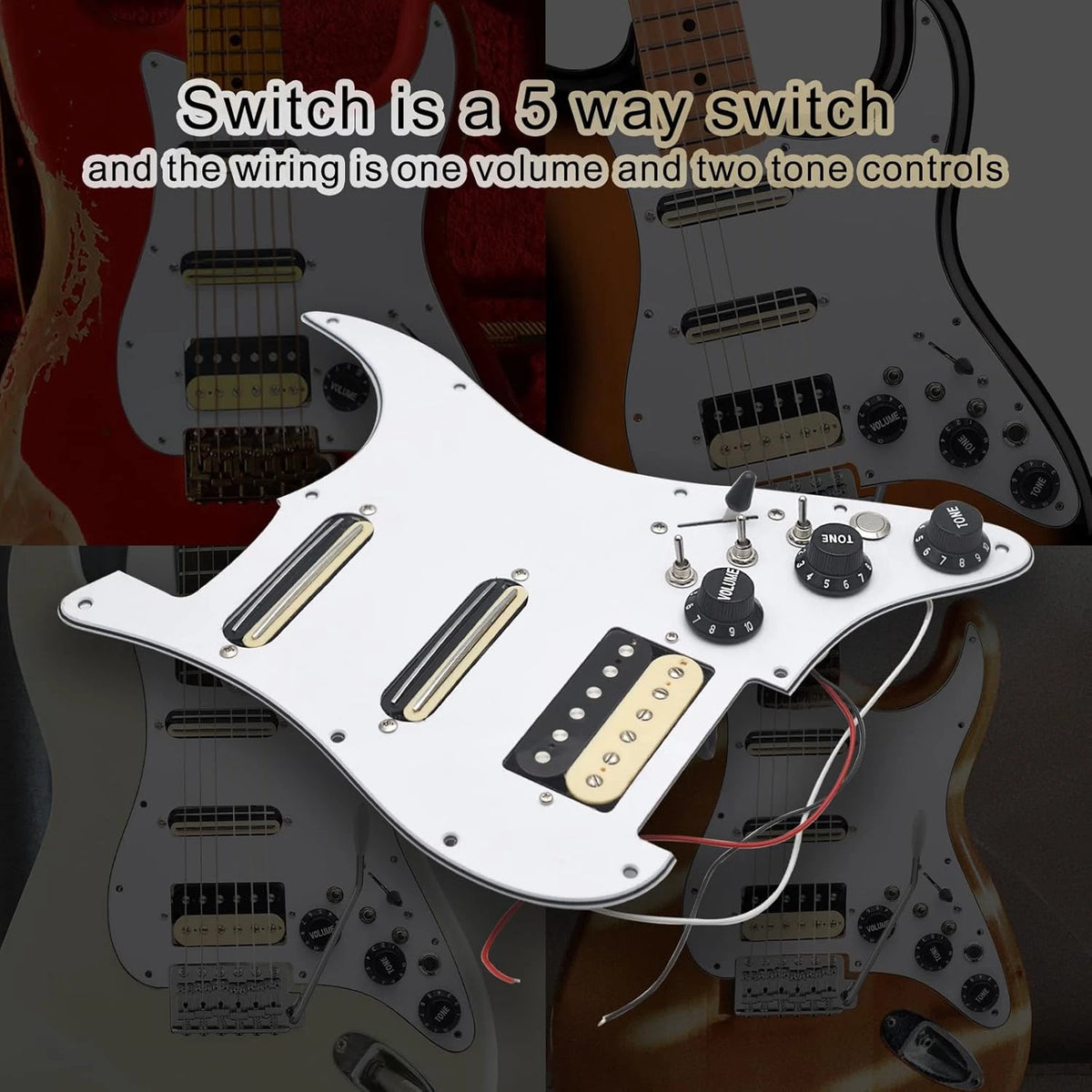 HSS Dual Blades Pickups Guitar MultiFunction Loaded Prewired Pickguard Fit Strat