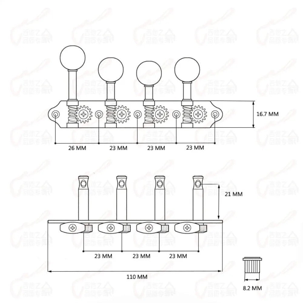 Silver 4R4L 8 String Mandolin Machine Heads Tuning Pegs Keys