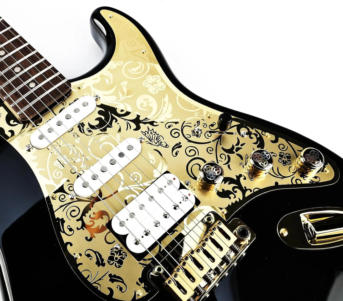 Gold SSH Guitar Engraved Top Steel Pickguard Scratch Plate Fit Stratocaster Stra