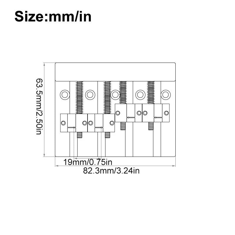 Chrome String Through 4 String Bass Bridge Fit Schecter,Ibane<wbr/>z,Peavey,LTD,C<wbr/>ort