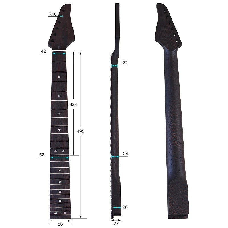Wenge Wood Electric Guitar Neck, 24 Frets Fingerboard Fretboard