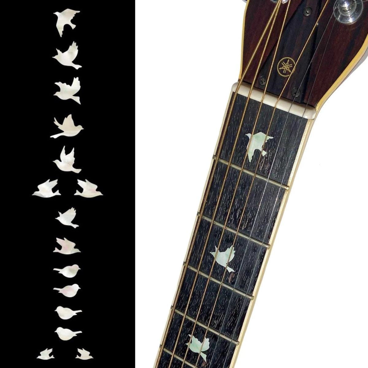 White Pearl Doves Guitar Fingerboard Fretboard Fret Inlay Stickers Decal