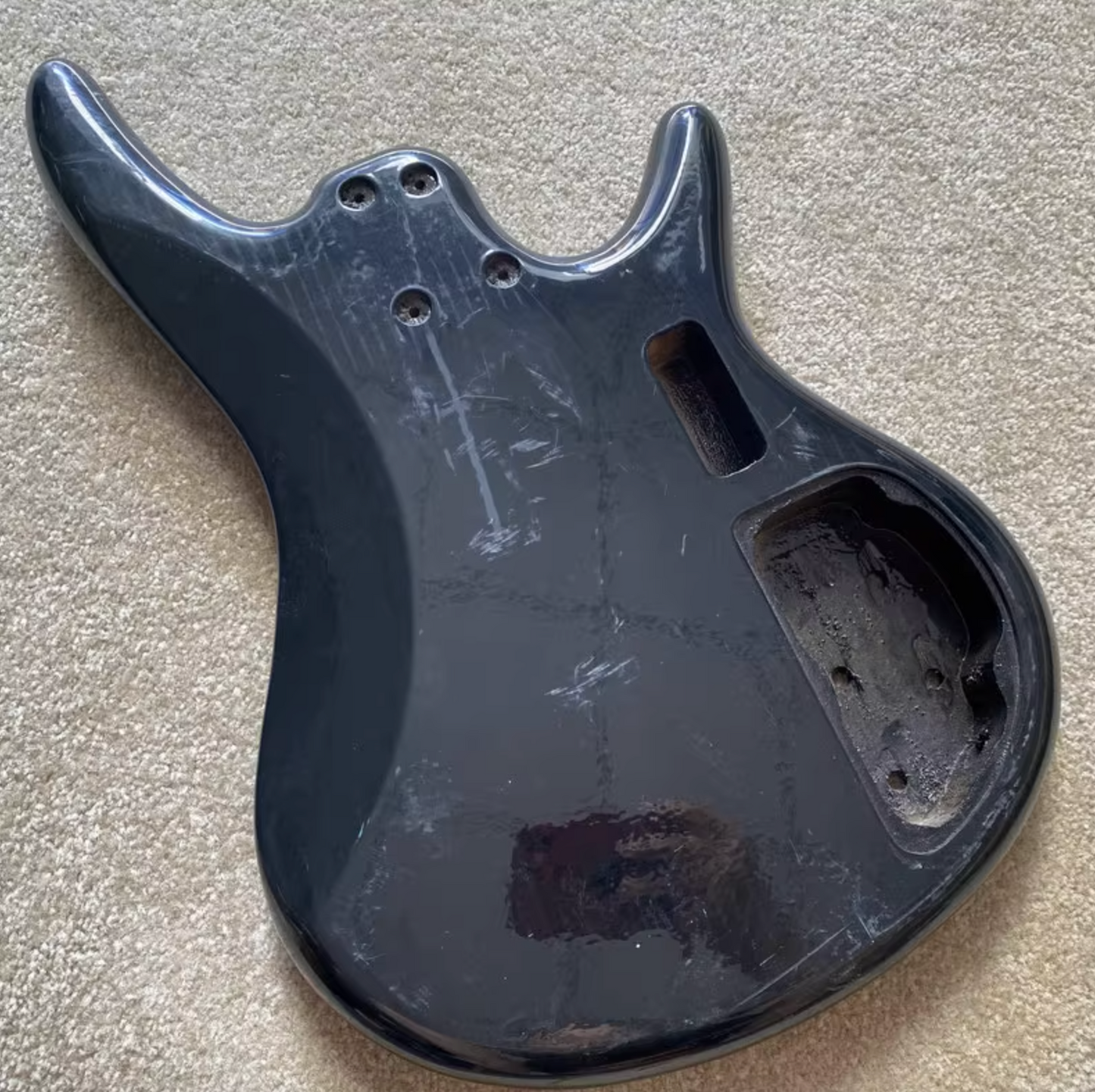 Black 4 String Left Handed Basswood Bass Body DIY Project