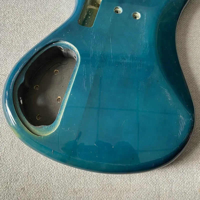 Light Blue Basswood 4 String Bass Guitar Body DIY Project
