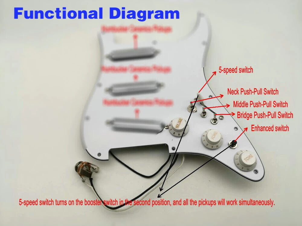 Prewired HSH Silver Mirror Pickguard Zebra Pickup 7 Way Switch Welding Harness For Fender Stratocaster Strat