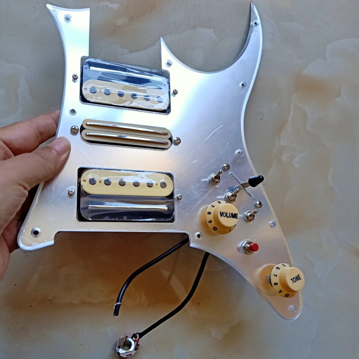 Prewired HSH Silver Mirror Pickguard Zebra Pickup 7 Way Switch Welding Harness For Fender Stratocaster Strat
