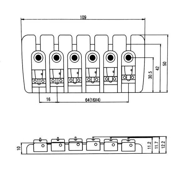 6 String Electric Bass Bridge in Gold Fit Schecter,Ibanez,Washburn,ESP LTD,Cort