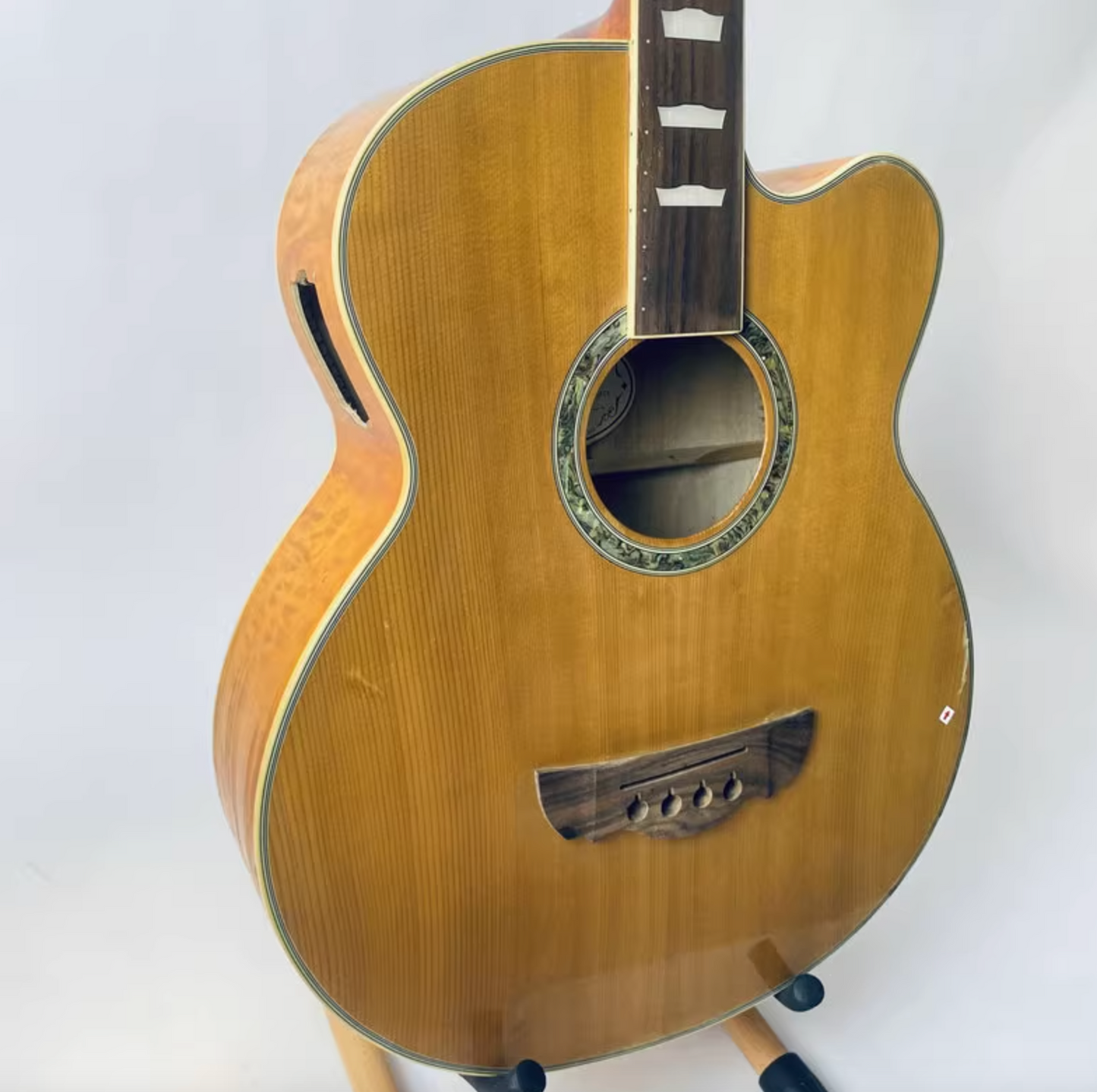 Dreambow 4 String Acoustic Electric Bass, Spruce Top Body, Rosewood Fingerboard