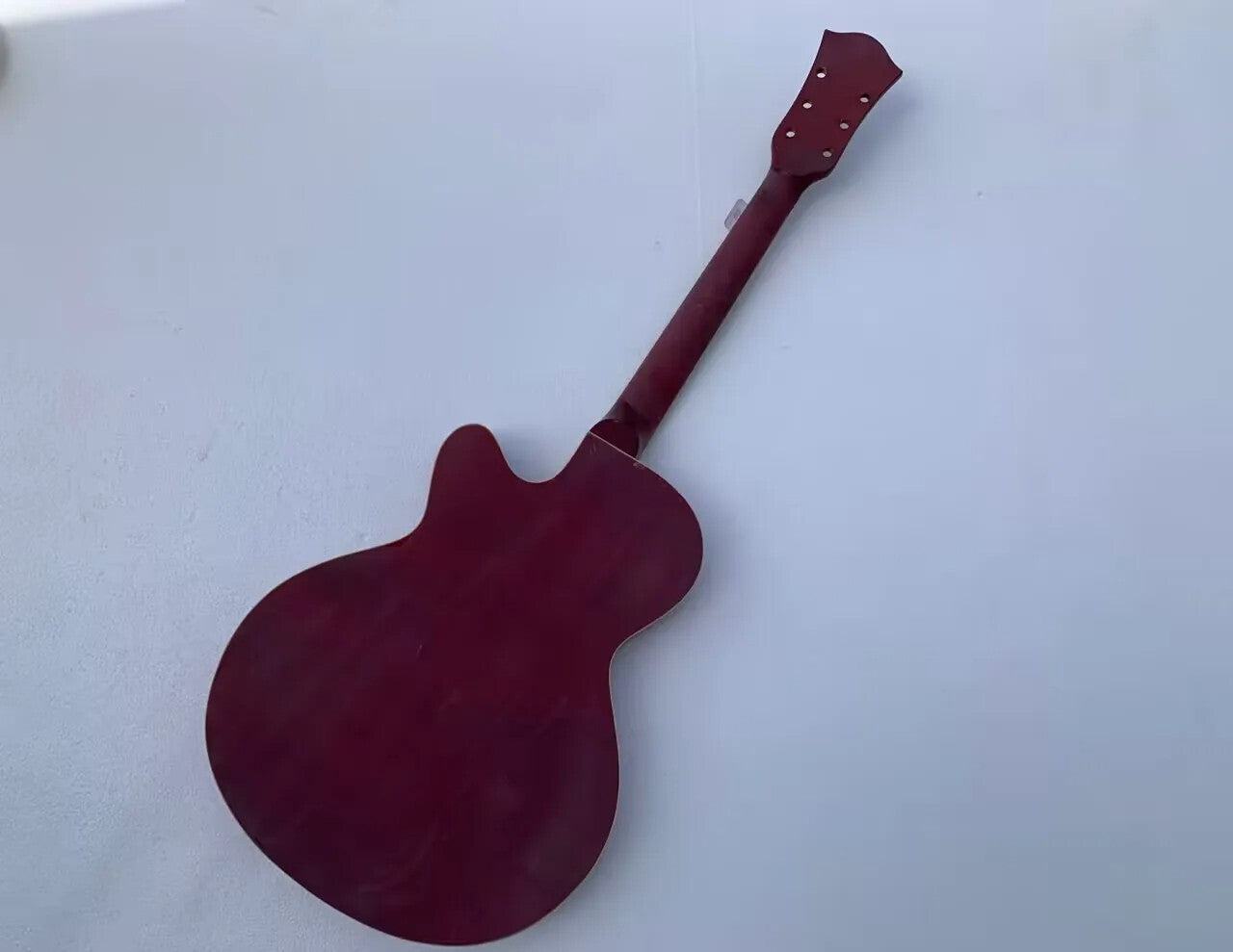 Red Semi Hollow Jazz Guitar Body with Maple Neck, Rosewood Fretboard DIY Project