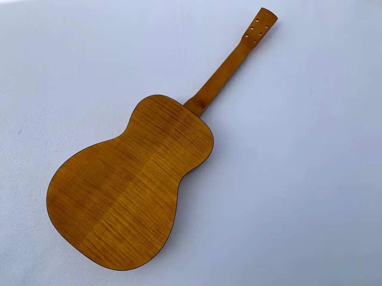 DIY Project Tiger Maple Top Dobro Resonator Guitar Body, Rosewood Fretboard Neck
