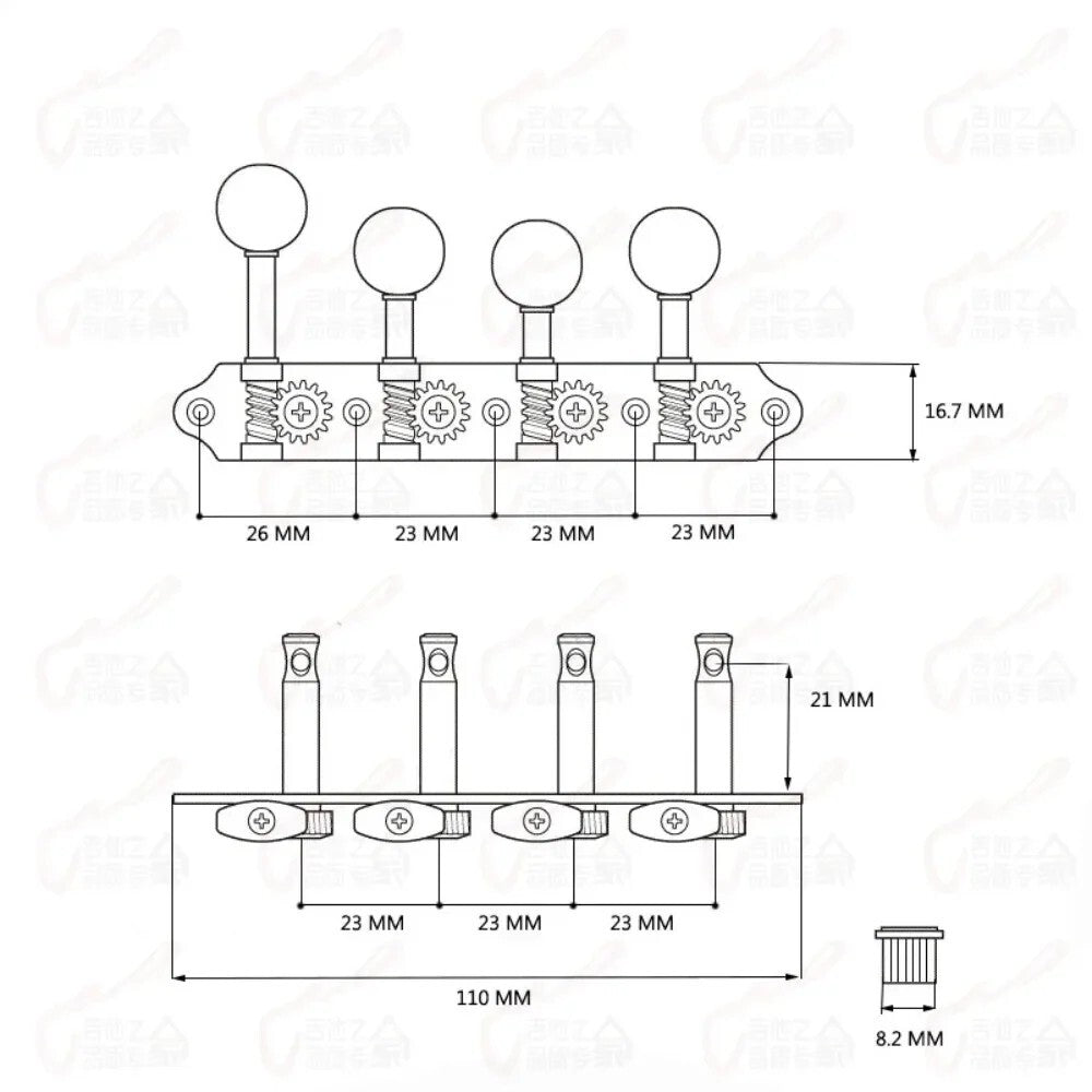 Gold 4R4L 8 String Mandolin Machine Heads Tuning Pegs Keys