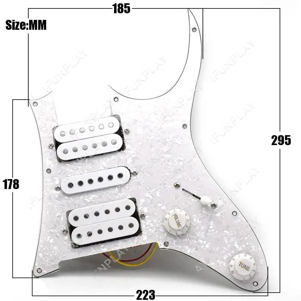 Transparent Guitar HSH Loaded Prewired Pickguard with Green Pickups Fit Ibanez