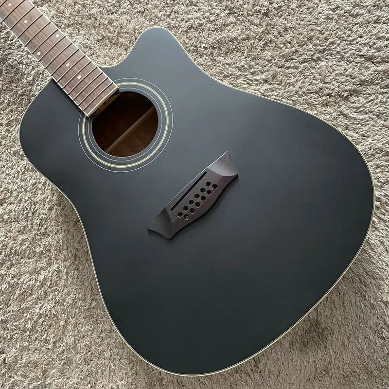 Matte Black 12 String Acoustic Guitar, Spruce and Mahogany Body, Maple Neck