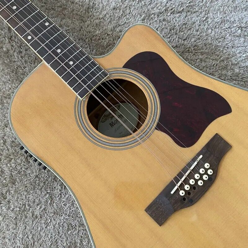 12 String Electric Acoustic Guitar Spruce Maple Plywood Body, with Neck