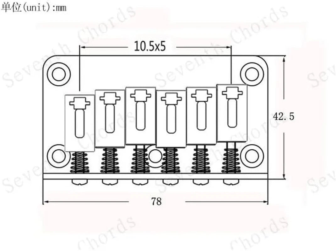 78MM Guitar Fixed Hardtail Bridge with Roller Saddles Fit Stratocaster Strat
