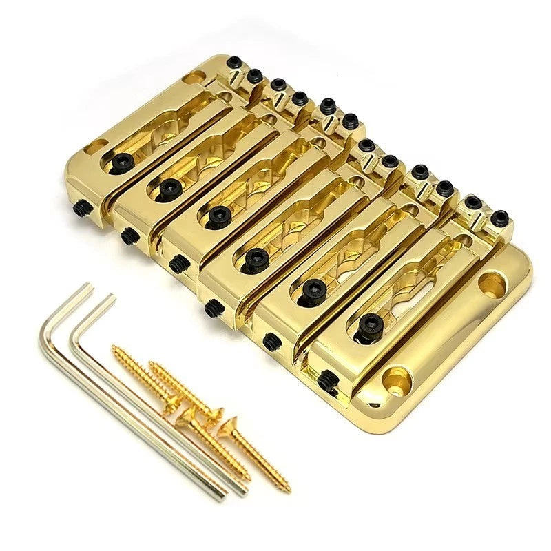 Black, Gold or Chrome 6-String Bass Bridge with Separated Saddles