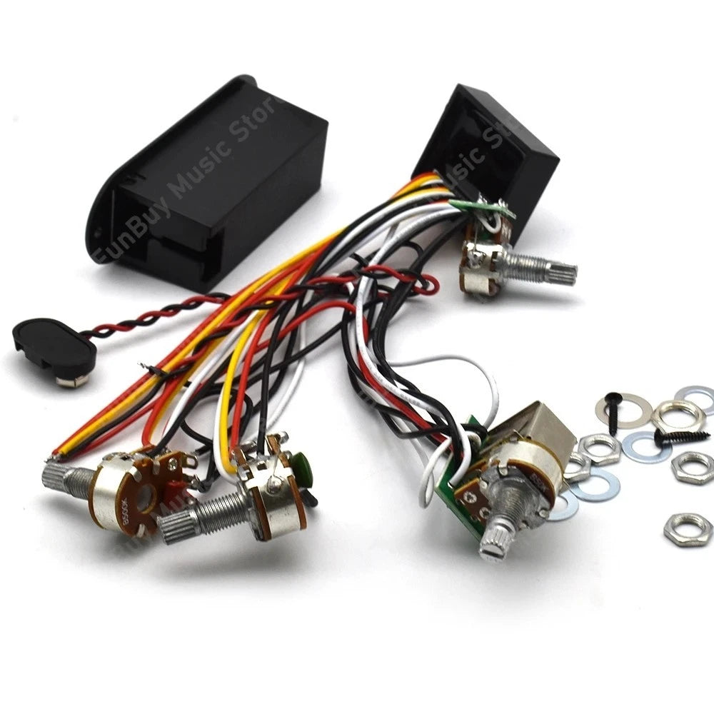2 Band Active Bass Guitar E.Q Equalizer Preamp Circuit Pickup with Output Jack