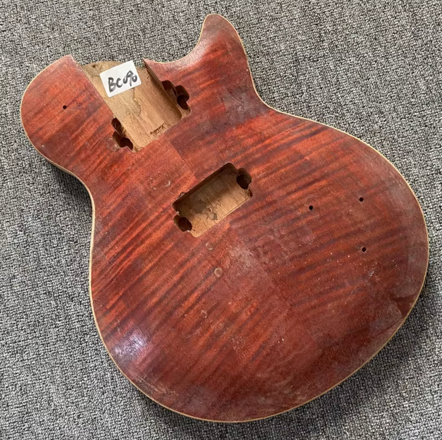 Mahogany Wood DIY Project Guitar Body with Veneer Tiger Maple Top Fit Les Paul