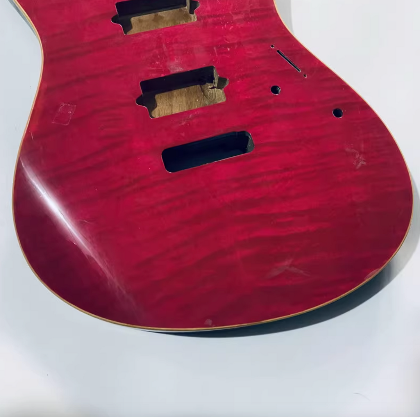 Red HH Tiger Maple Top Mahogany Guitar Body DIY Project