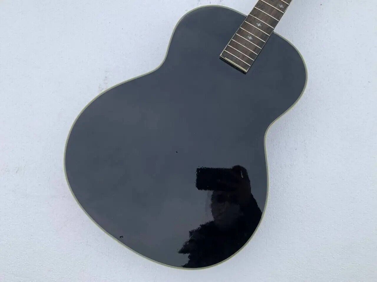 Glossy Black Dobro Resonator Guitar Body, Maple Neck, Rosewood Fingerboard