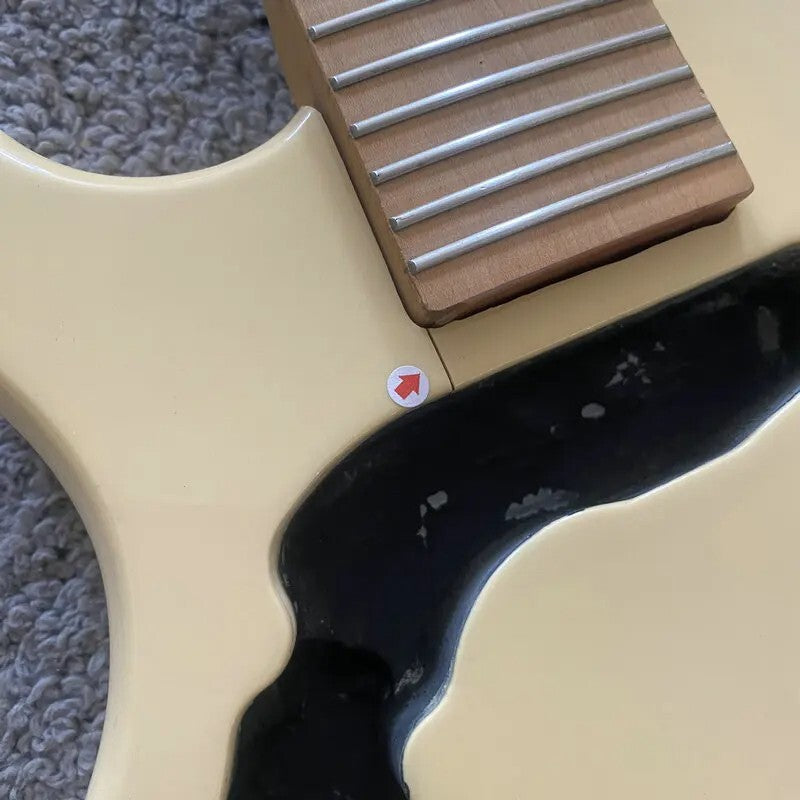 Cream Left Handed 6 String Mandolin Guitar, Maple Neck and Fingerboard