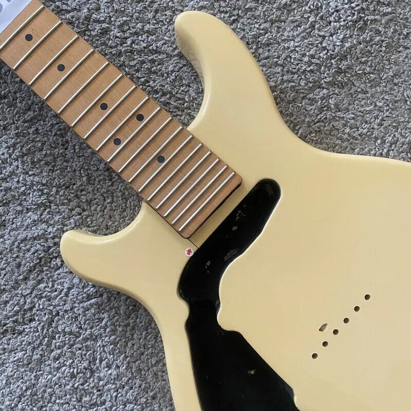 Cream Left Handed 6 String Mandolin Guitar, Maple Neck and Fingerboard