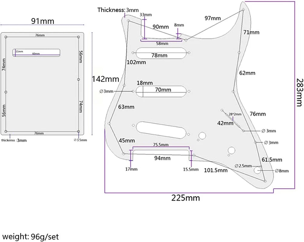 Bamboo Wood Guitar Pickguard with Back Plate Fit Strat ST