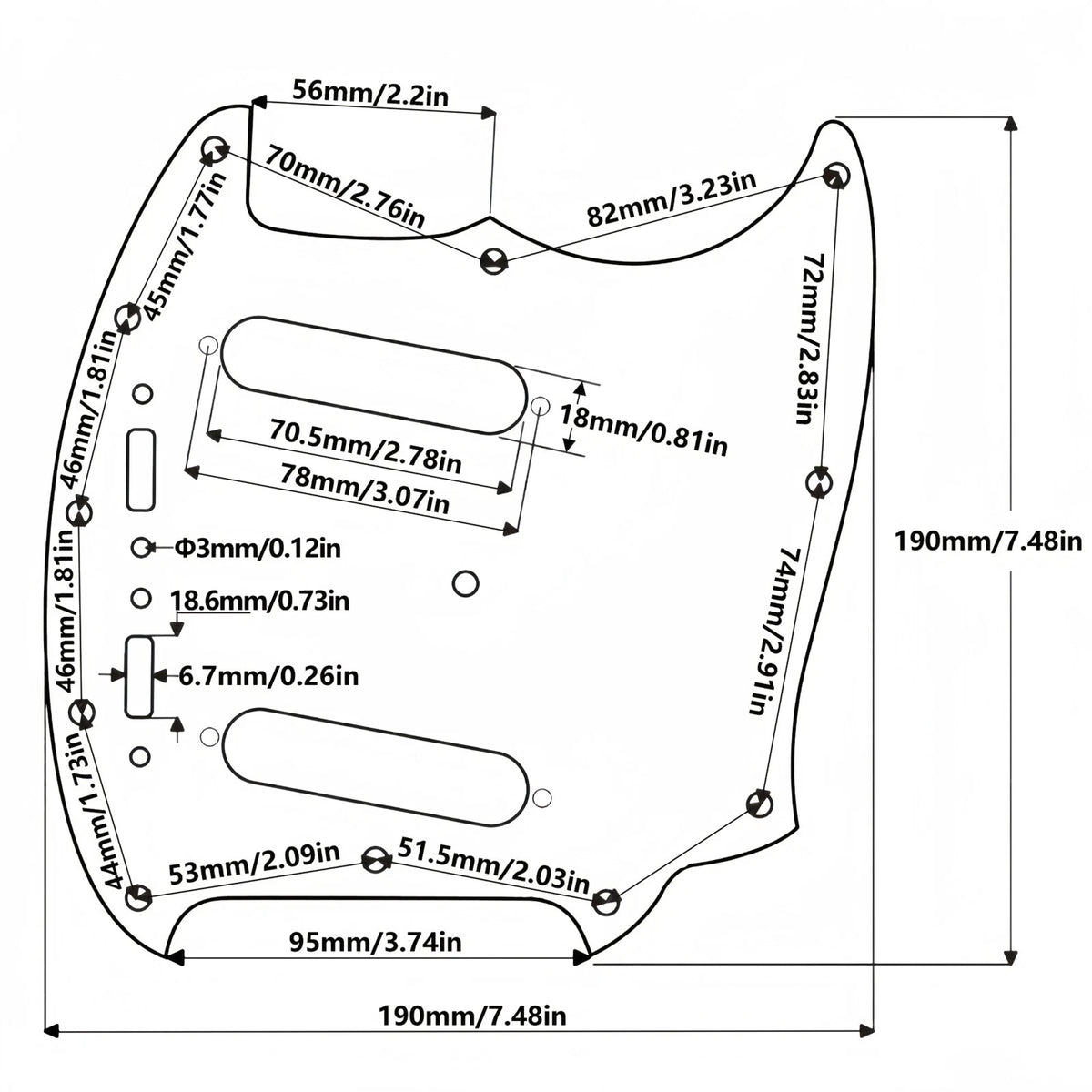 Guitar Scratch Plate Pickguard Fit Mustang Guitars SS
