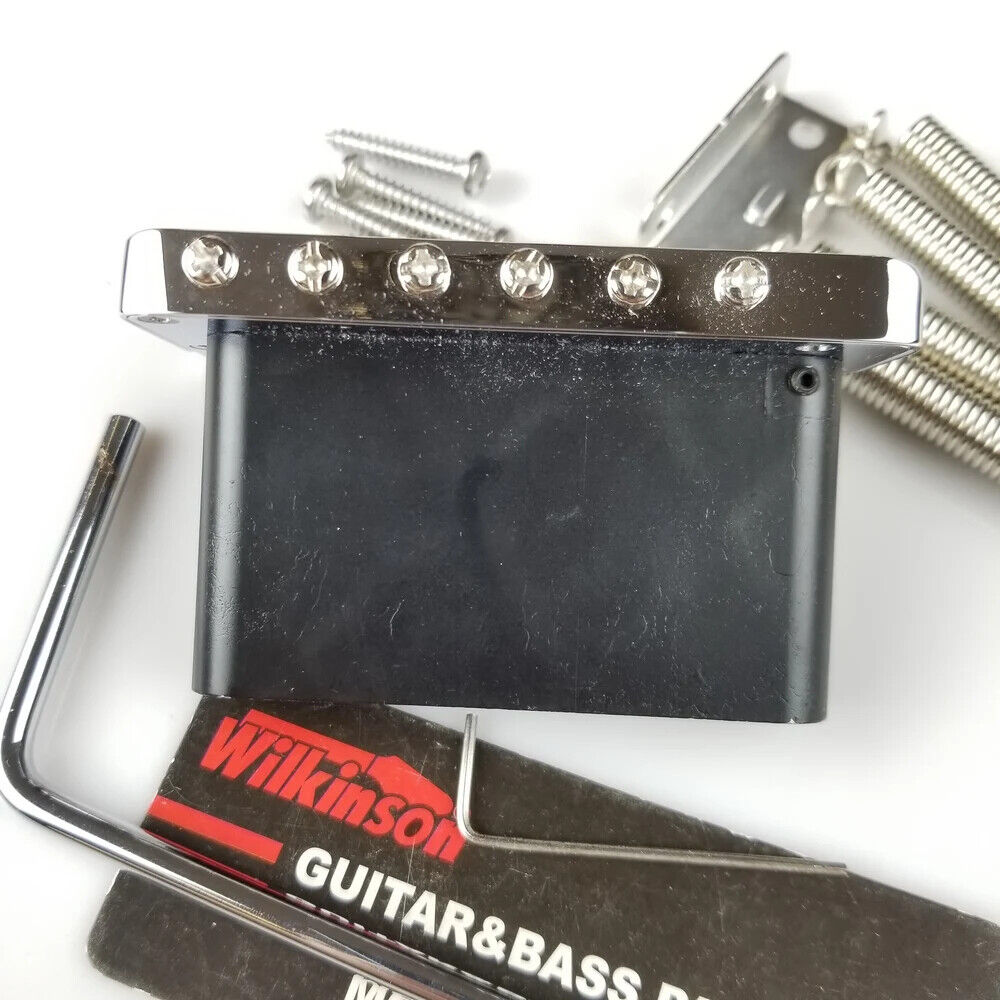 Wilkinson WVP6 ST Guitar Tremolo Bridge + Stainless Steel Saddle Chrome Silver